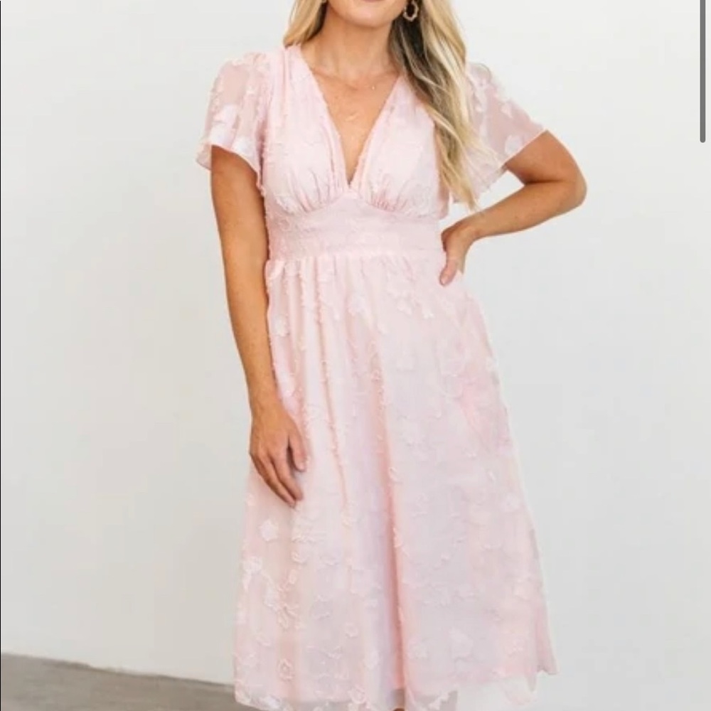 June Smocked Midi | Baltic Born | Blush Pink
